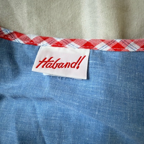 Vintage Haband Light Blue Vest Red White Trim Size Large - Picture 4 of 5